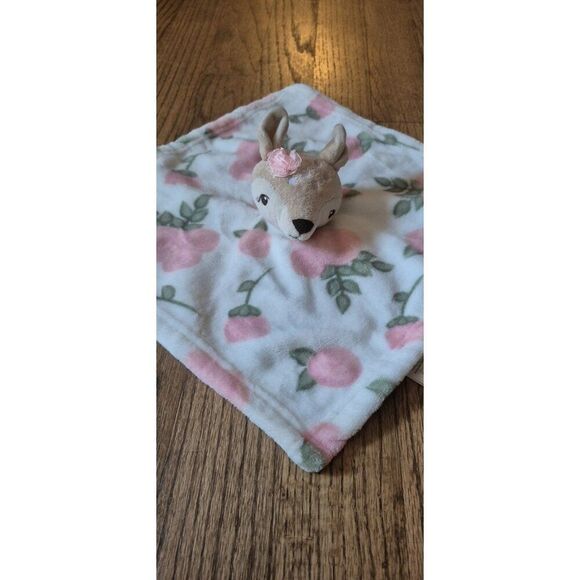 HB Hudson Baby FAWN Deer SECURITY BLANKET White Pink Roses Soft Plush LOVEY - Picture 4 of 6